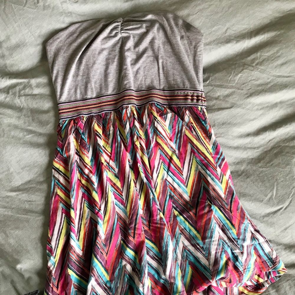 Strapless Multi Colored Dress with Pockets